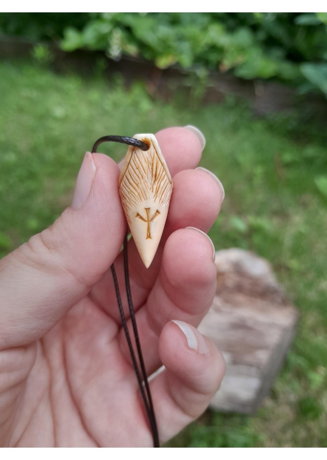 Hand-carved moose antler Dragon head with Algiz rune