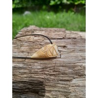 Hand-сarved Viking amulet. Dragon head with Algiz rune, moose antler pendant