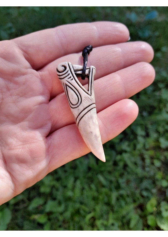 Hand-carved moose antler Dragon head with Algiz rune