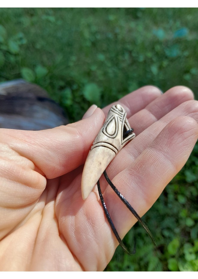 Hand-carved moose antler Dragon head with Algiz rune