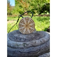 Hand-carved moose antler amulet with Helm of Awe and Algiz rune