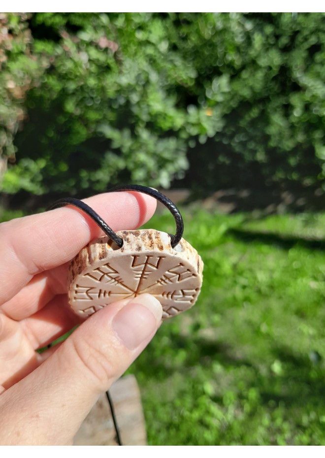Algiz Rune Helm of Awe — moose antler pendant
