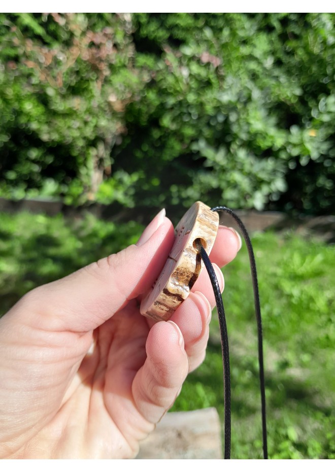 Hand-carved moose antler Viking talisman.  Helm of Awe amulet