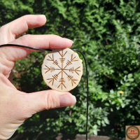 Viking moose antler amulet – Helm of Awe & Algiz rune