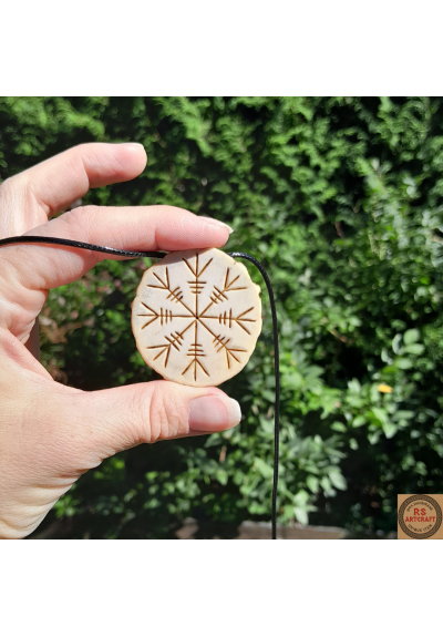 Viking moose antler amulet – Helm of Awe & Algiz rune