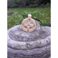 Hand-carved Viking rune pendant – Odin’s cross solar amulet