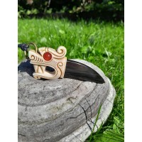 Viking Dragon pendant | Hand-carved moose antle & buffalo horn amulet with carnelian eye