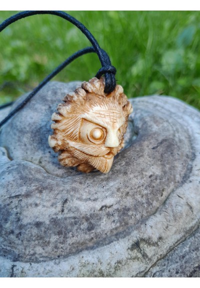Norse amulet of Odin with Helm of Awe. Antler hand-carved