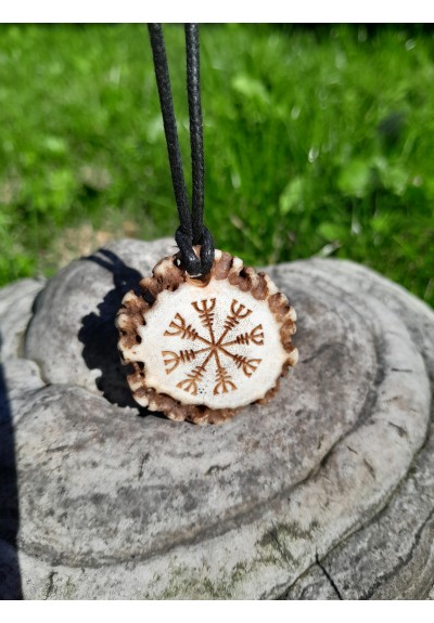 Norse amulet of Odin with Helm of Awe. Antler hand-carved