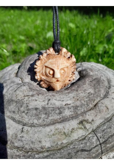 Norse amulet of Odin with Helm of Awe. Antler hand-carved