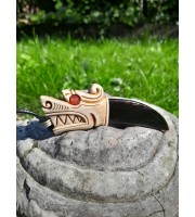 Hand-carved Viking Dragon amulet. Moose antler & buffalo horn Hand-carved Viking Dragon amulet. Moose antler & buffalo horn