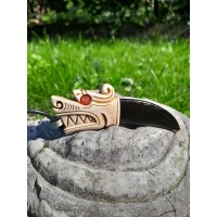 Hand-carved Viking Dragon amulet. Moose antler & buffalo horn