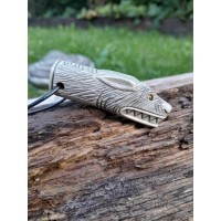 Moose antler hand-carved Viking Wolf pendant with Tiwaz rune