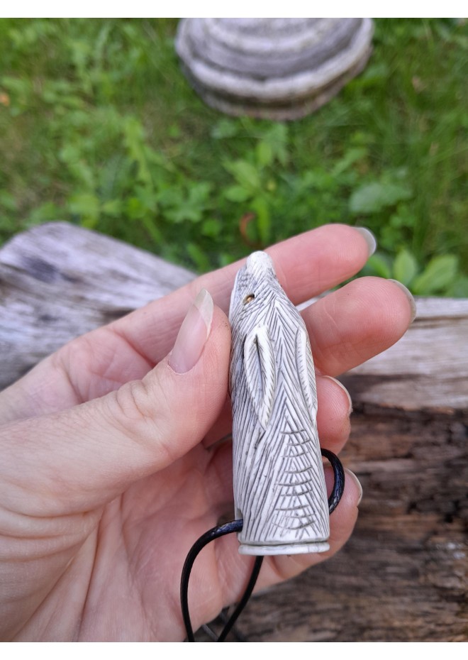 Norse moose antler Wolf pendant with Tiwaz rune