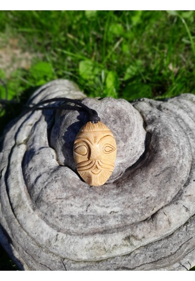 Hand-carved Odin amulet – Ansuz rune, moose antler