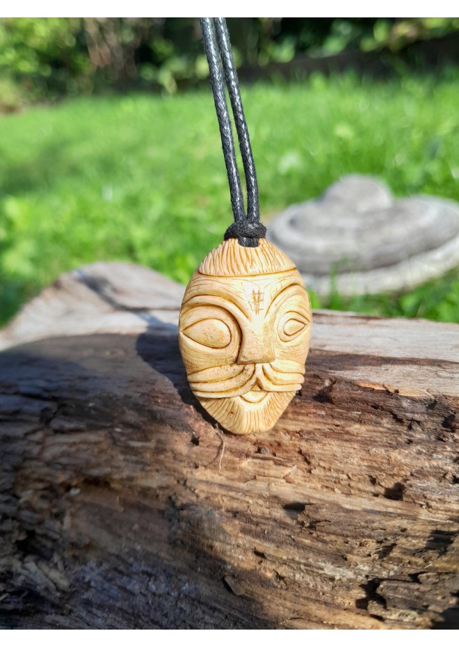 Odin amulet carved from moose antler – Ansuz rune
