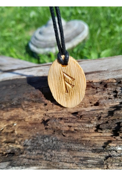 Hand-carved Odin amulet – Ansuz rune, moose antler