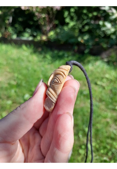 Hand-carved Odin amulet – Ansuz rune, moose antler