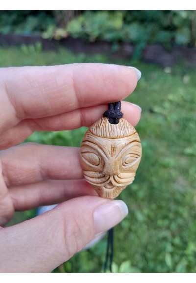 Hand-carved Odin amulet – Ansuz rune, moose antler