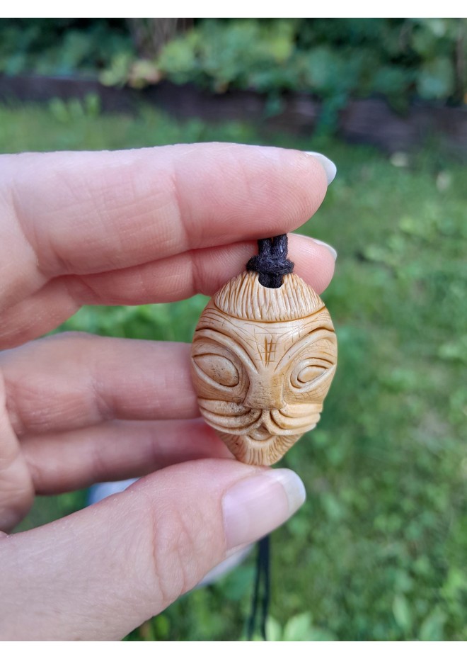 Odin amulet carved from moose antler – Ansuz rune