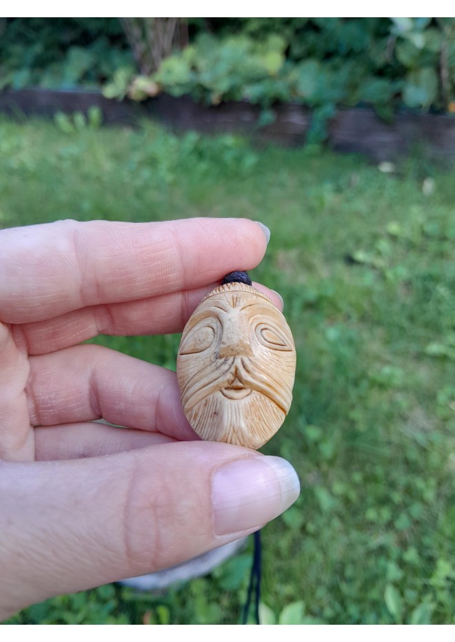 Odin amulet carved from moose antler – Ansuz rune