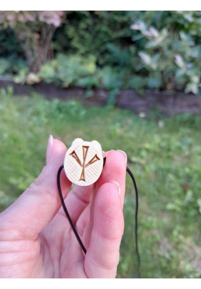 Bear amulet with Algiz rune – Norse moose antler talisman