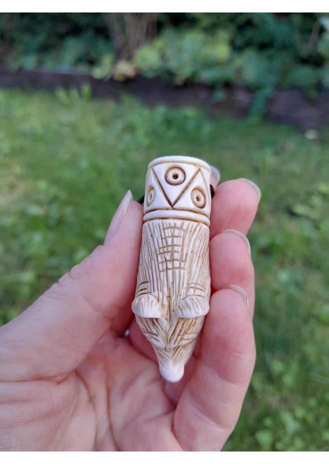 Hand-carved Viking bear amulet with Algiz rune