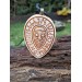 Handcrafted moose antler amulet featuring Odin and runes