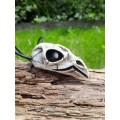 Hand-carved moose antler Viking raven skull amulet