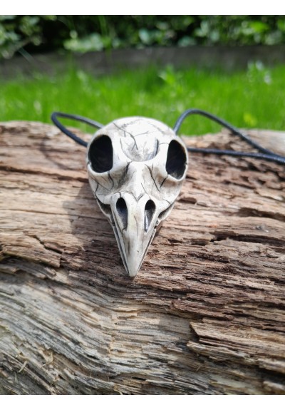 Raven skull amulet | hand-carved moose antler Viking pendant