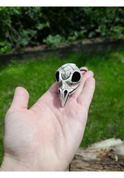 Raven skull amulet | hand-carved moose antler Viking pendant