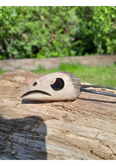 Raven skull pentagram amulet – Hand-carved moose antler pendant