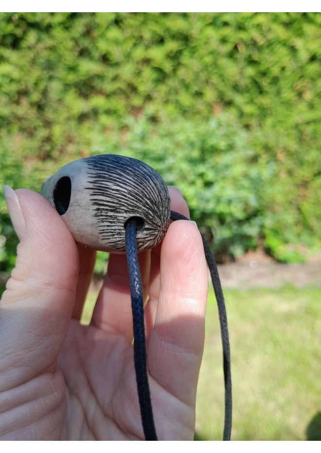 Hand-carved Raven skull & pentagram moose antler amulet