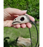 Raven skull pentagram amulet – Hand-carved moose antler pendant