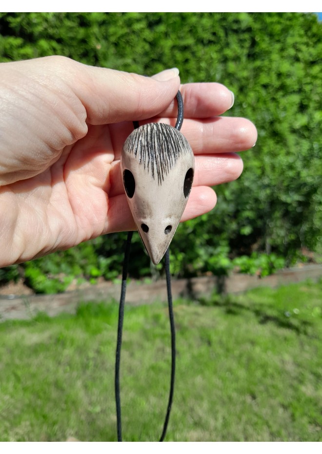 Hand-carved Raven skull & pentagram moose antler amulet