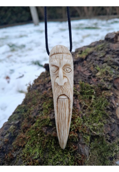 Odin rune amulet - hand-carved moose antler with name runes