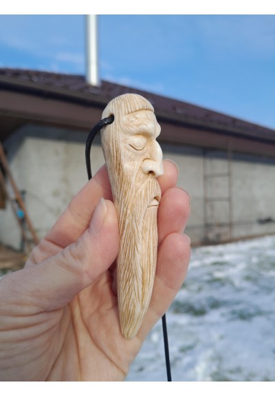 Odin rune amulet - hand-carved moose antler with name runes