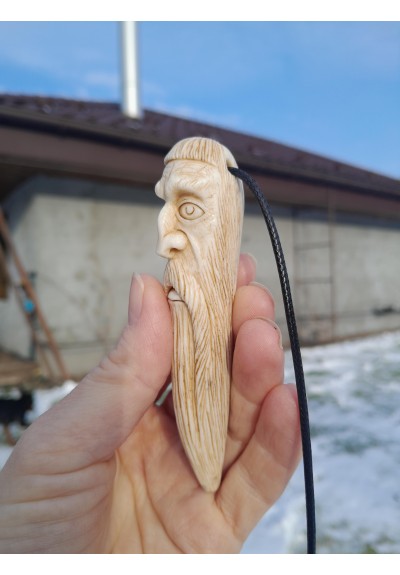 Odin rune amulet - hand-carved moose antler with name runes