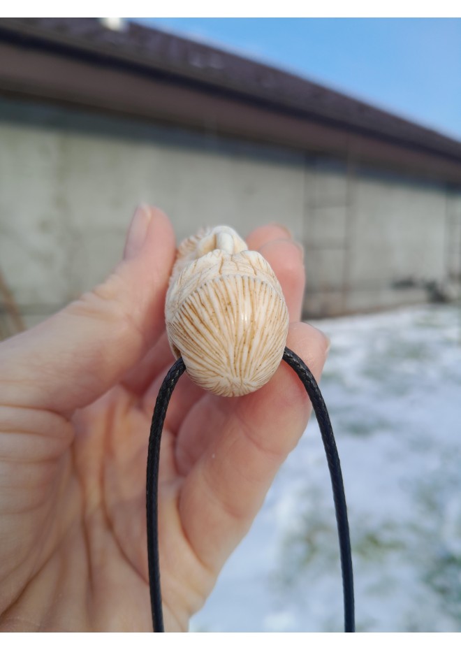 Odin amulet with runes| moose antler hand-carved 