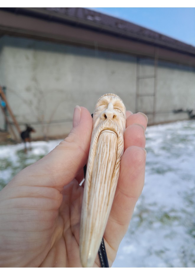 Odin amulet with runes| moose antler hand-carved 