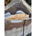 Hand-carved Viking Dragon and Raven antler pendant