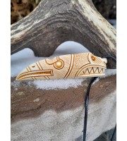 Viking Dragon & Raven pendant: Hand-carved Moose antler amulet