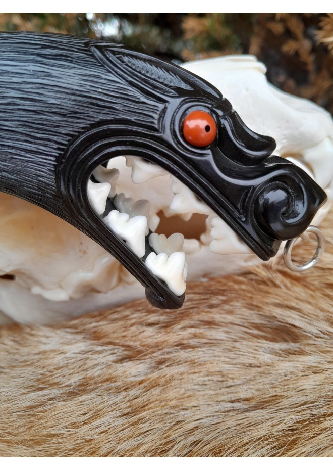 Fenrir wolf head Viking amulet pendant