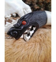 Fenrir Wolf head amulet – Hand-carved Viking pendant from buffalo horn & moose antler Fenrir Wolf head amulet – Hand-carved Viking pendant from buffalo horn & moose antler