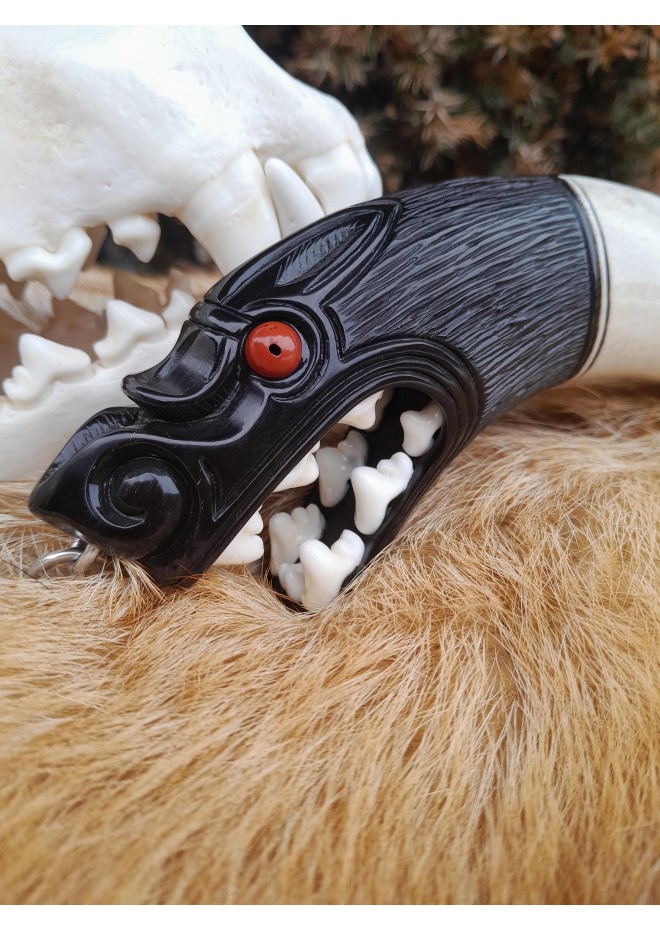 Fenrir wolf head Viking amulet pendant