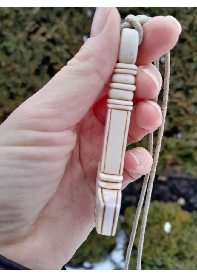 Hand-carved Thor’s Hammer moose antler amulet