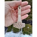 Hand-carved Thor’s Hammer moose antler amulet