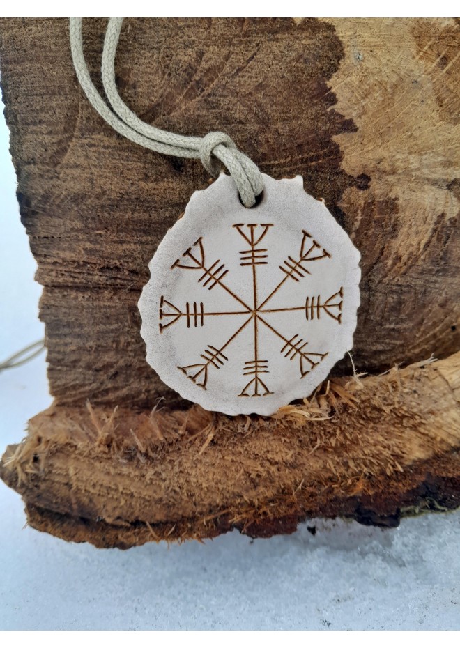 Viking Helm of Awe amulet with Norse bindrune | Hand-carved