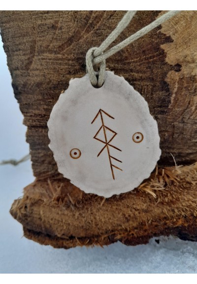 Hand-carved Viking Helm of Awe moose antler amulet