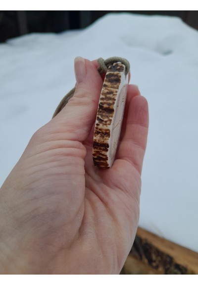 Hand-carved Viking Helm of Awe moose antler amulet